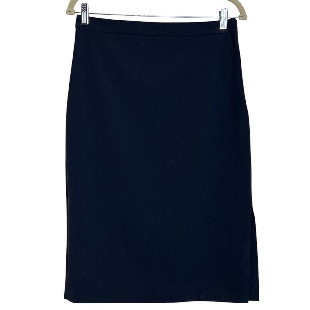 Banana Republic Womens Wool Blend Career Skirt Size 6 Black Knee Length Side Zip